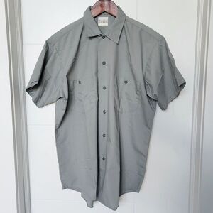 Sears 1970s Vintage Perma Press Short Sleeve Gray Button-Up Work Shirt  Medium M